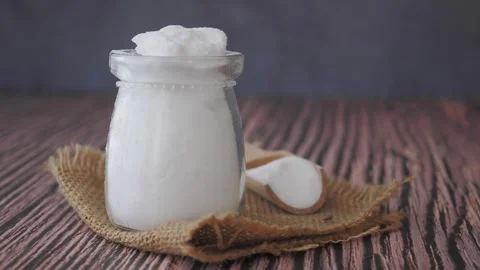 Closeup of baking soda powder on a table Stock Footage 342212723