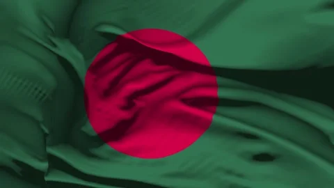 Closeup Bangladesh Flag Wave Loop waving in wind Realistic Bangladesh Flag b Stock Footage 320035473