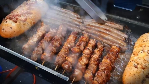 Closeup Barbecue Grilling Vidéo 90842196