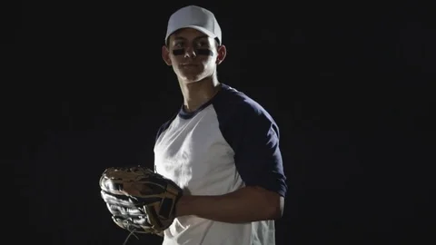 Closeup of baseball players face Stock-Footage 80133359