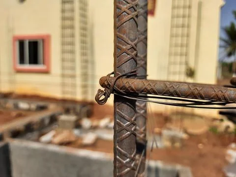 Closeup of basic or first work or building construction like, sump, pillar, b Foto stock