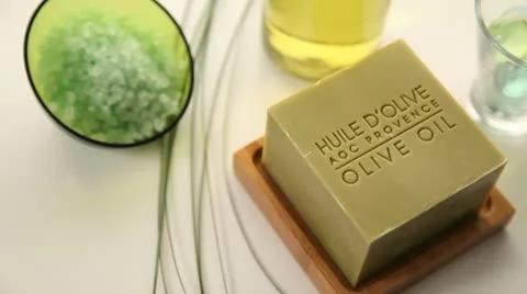 Closeup on bath accessories Stock Footage 14831609