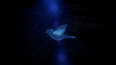 Closeup of Beautiful Flying bird, Digital &amp; futuristic Glowing bird flying Illustrazione stock
