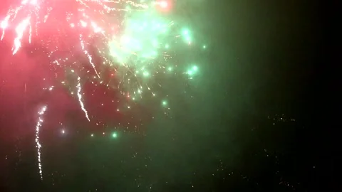 Closeup of beautiful real fireworks during new years eve inThe Netherlands. Stock Footage 168202002