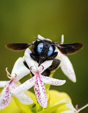 Closeup bee on a flower Stock Photos