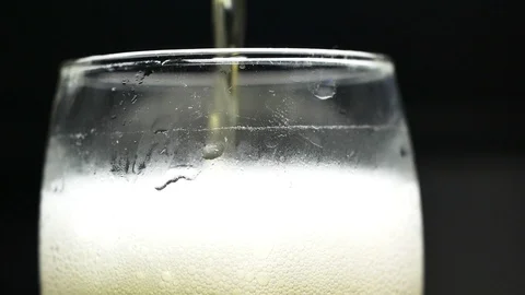 Closeup beer glass bubble Stock Footage 97453091