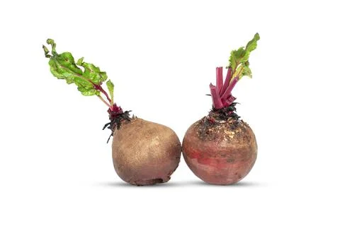 Closeup beetroot (beet root) and cut in half sliced isolated on white backg.. Stock Photos