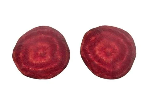 Closeup beetroot (beet root) and cut in half sliced isolated on white backg.. Stock Photos