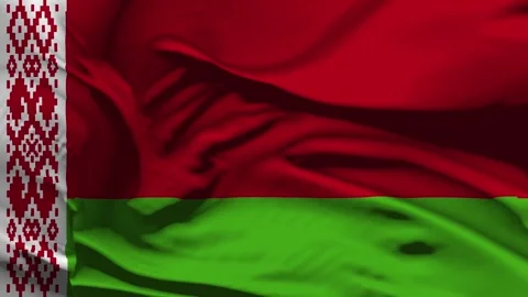 Closeup Belarus Flag Wave Loop waving in wind Realistic Belarus Flag backgro Stock Footage 320035479
