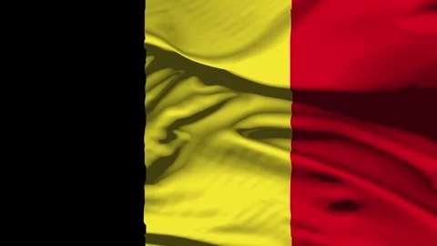 Closeup Belgium Flag Wave Loop waving in wind Realistic Belgium Flag backgro Stock Footage 320035482