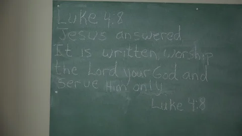 Closeup of Bible Study Notes on Chalkboard Video stock 127728072