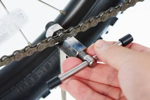 Closeup of bicycle chain tool Stock Photos