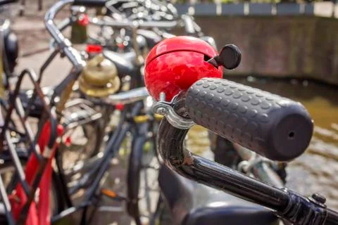 Closeup of a bicycle ring and handle Stock Photos