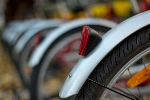 Closeup of bicycle wheels Stock Photos