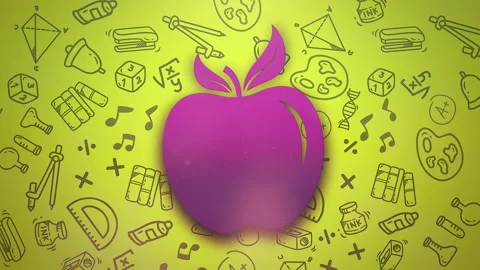 Closeup big apple and school elements Stock Footage 170307795
