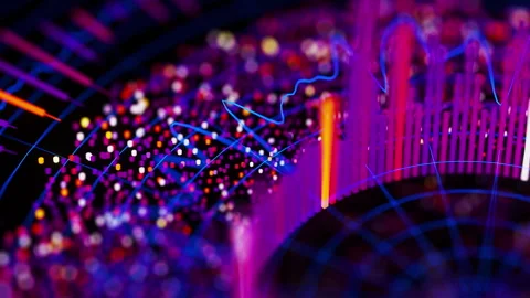 Closeup of Big Data complex round graph animation. Quantum computing universe Stock Footage 320174121