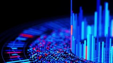 Closeup of Big Data complex round graph animation. Quantum computing universe Stock Footage 320398566