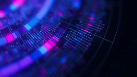 Closeup of Big Data complex round graph animation. Quantum computing universe Stock Footage 320614915