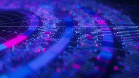 Closeup of Big Data complex round graph animation. Quantum computing universe Stock Footage 320893129