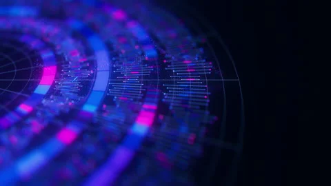 Closeup of Big Data complex round graph animation. Quantum computing universe Stock Footage 321533898