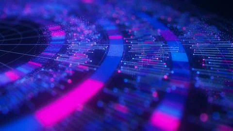 Closeup of Big Data complex round graph background. Quantum computing universe Stock Illustration