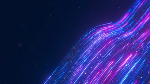 Closeup of Big data light speed flow. Abstract digital data stream of quantum Stock Footage 309786402
