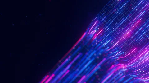 Closeup of Big data light speed flow. Abstract digital data stream of quantum Stock Footage 318603550