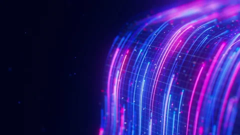 Closeup of Big data light speed flow. Abstract digital data stream of quantum Stock Footage 319016621