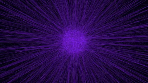 Closeup big flash of star with neon dots and rays on black gradient Stock Footage 242424930
