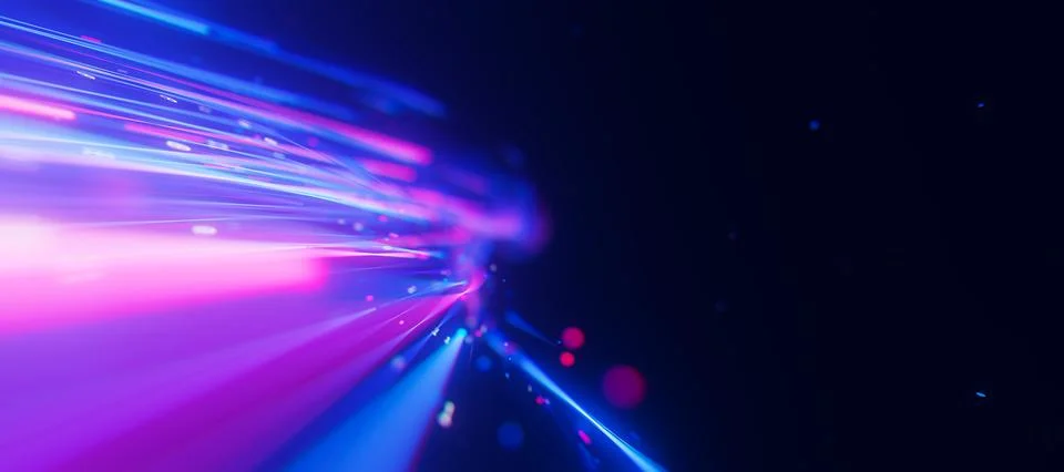 Closeup of bigdata light speed trail flow to infinity. Abstract digital data Stock Illustration