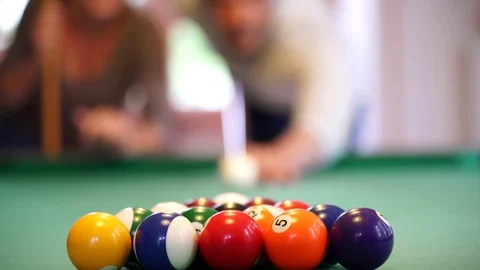 Closeup on billiards balls Stock Footage 75428826