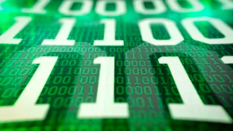 Closeup of Binary code. 库存插图