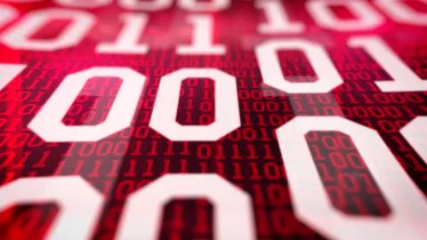 Closeup of Binary code. Illustrazione stock