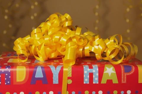 Closeup of a Birthday Present Stock Photos
