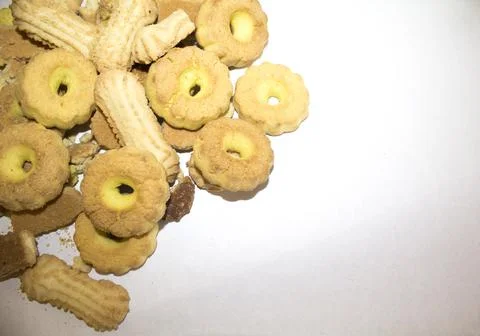 Closeup biscuits snack bakery background Stock Photos