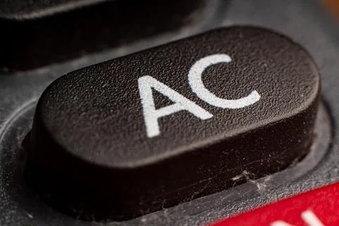 Closeup of a black electronic keypad button for calculating financial Stock Photos