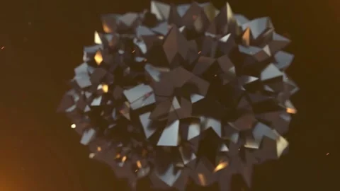 Closeup of black onyx ball falling apart to reveal a rectangular box in black Stock Footage 157026706