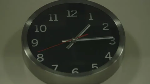 Closeup of Black Wall Clock Stock-Footage 147712489