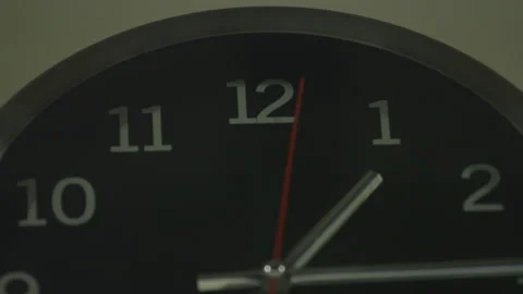 Closeup of Black Wall Clock Stock Footage 147712821