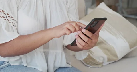Closeup black woman hands using mobile phone applications Stock Footage 158257584