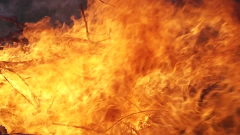 Closeup of blazing hot fire burning in cinematic slow motion. Stock Footage 251528612