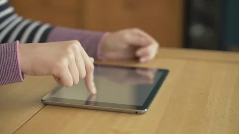 Closeup Of Blogger's Finger Scrolling Screen On Digital Tablet Stock Footage 79657063