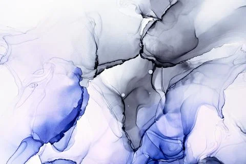 Closeup of blue and grey alcohol ink abstract texture, trendy wallpaper. Art  Foto stock