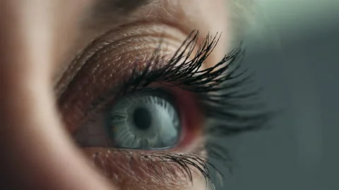 Closeup Of Blue Eye And Long Lashes With Mascara. Stock Footage 308210749