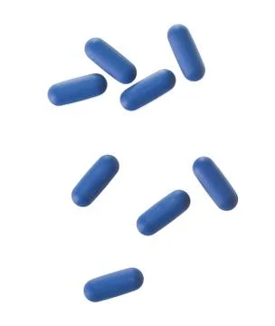 Closeup of Blue Tablets Stock Photos