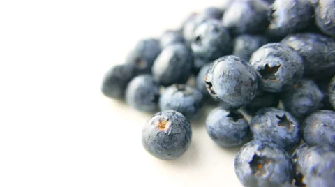 Closeup of Blueberries Rotating on White Background Stock Footage 62024567