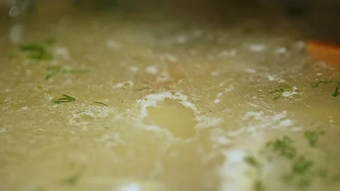 Closeup of boiling broth in pan Video stock 106411329