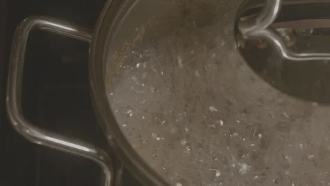 Closeup of Boiling Soup Pot, 60 FPS Stock Footage