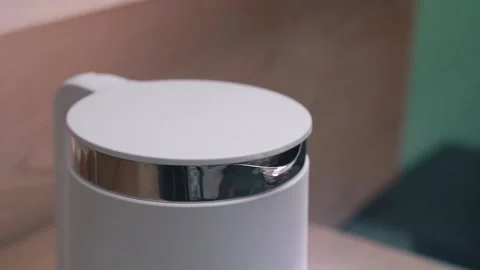 Closeup of boiling white kettle Video stock 197203513