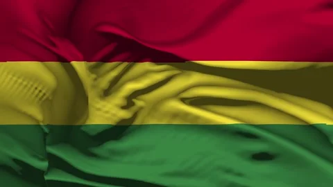Closeup Bolivia Flag Wave Loop waving in wind Realistic Bolivia Flag backgro Stock Footage 320094725